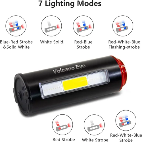 Vista 3 de Bike Tail Light, USB Rechargeable LED Safety Light for Bicycle, Ultra Bright Waterproof Cycling Rear Taillight, Red/White/Blue 7 Light Modes Fits on