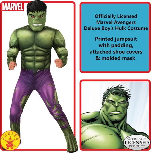 Vista 4 de Rubie's Disfraz de Marvel Avengers Deluxe Hulk para niño