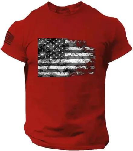 Vista 27 de Camisetas de verano para hombre, estilo casual, ajustado, manga corta, de algodón, patriótica, de Estados Unidos, con bandera americana, camiseta