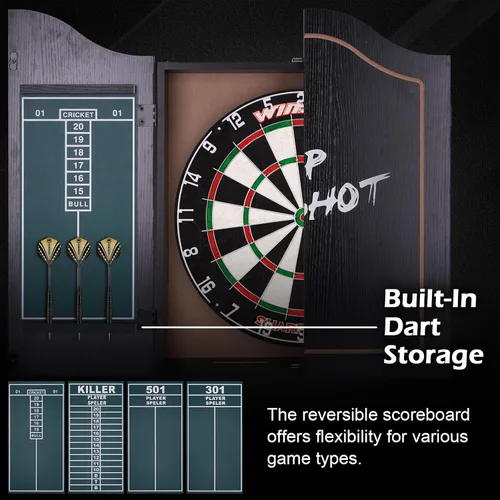 Vista 3 de WIN.MAX Dart Board - Bristle Steel Tip Dartboard with 12 Metal Darts