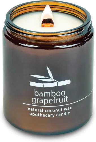 Vista 63 de Vela de mecha de madera agrietada Hemlock Park hecha a mano con cera de coco natural (grande de 16 oz, ámbar) Coconut Apricot Wax Crackling Wood