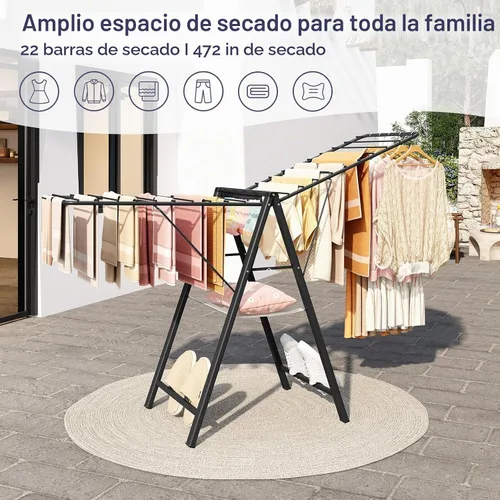 Vista 3 de APEXCHASER Tendedero plegable de ropa, estante de secado de ropa de metal plegable, estante de ropa ultra delgado para suéter, sostén, toalla