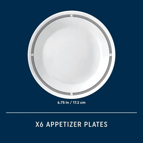 Vista 5 de Corelle Vitrelle - Juego de platos para ensalada y aperitivos de 6.75", vidrio de triple capa y resistente a las astillas, platos redondos ligeros