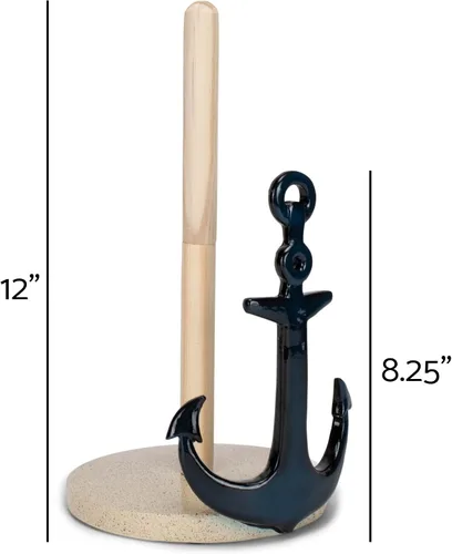 Vista 2 de Elanze Designs Nautical Anchor - Toallero de papel de resina y madera (12 pulgadas)