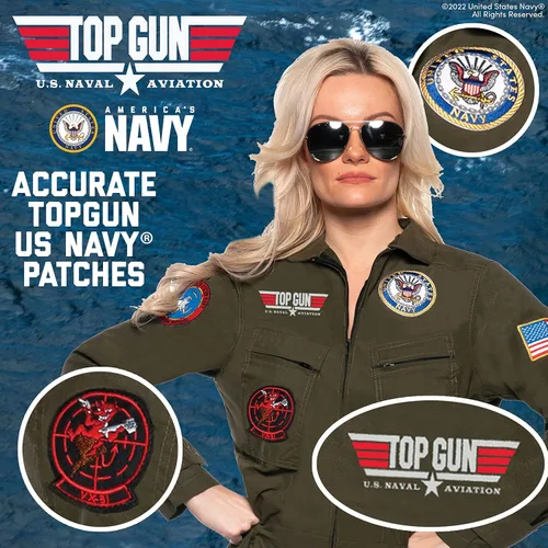 Vista 3 de UNDERWRAPS TOPGUN - Disfraz de piloto de combate con licencia oficial de la Marina de EE. UU