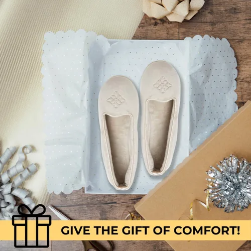 Vista 6 de Dearfoams Women's Cozy Memory Foam Indoor Rebecca Closed Back House Ballet Slipper with Wide Widths