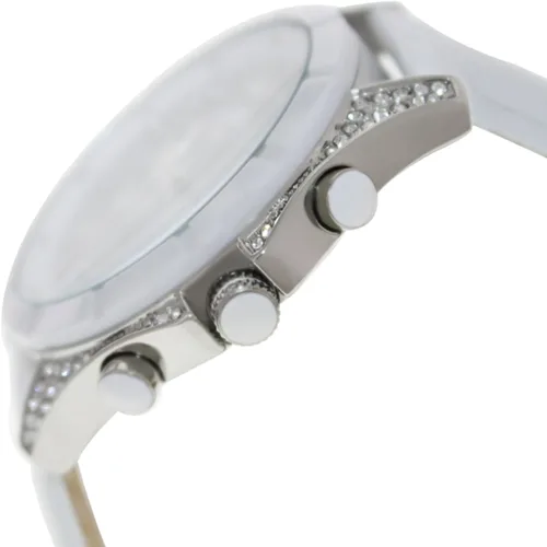 Vista 2 de Tommy Hilfiger Reloj de mujer con correa de cuero blanco con detalles de cristal 1781142, plateado, Cronógrafo