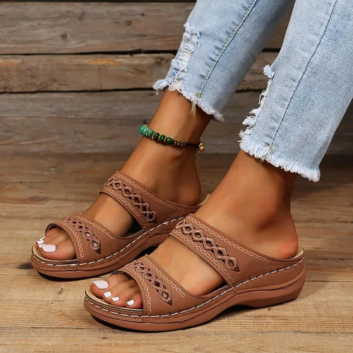 Vista 2 de Sandalias ortopédicas para mujer de ancho ancho, sandalias ortopédicas de 9 sandalias de cuña para mujer, sandalias elegantes de verano con soporte