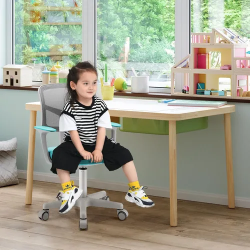Vista 2 de GLACER - Silla de escritorio para niños, silla de estudio de malla ajustable con ruedas (verde) Swivel Ergonomic Computer Task Chair with Arms