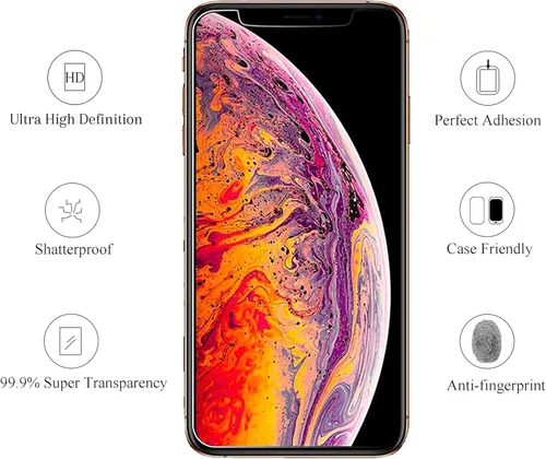 Vista 3 de Ailun - Protector de pantalla Apple iPhone 11 Pro/iPhone Xs/iPhone X, pantalla de 5.8 pulgadas, vidrio templado 2.5D, para la mayoría de las fundas