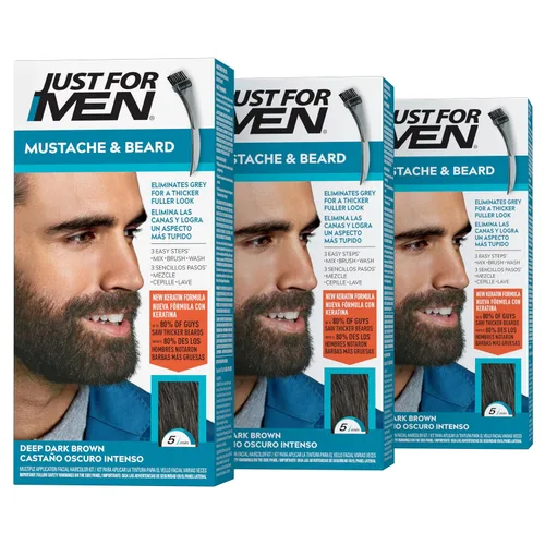 Vista 38 de Just For Men - Tinte para bigote y barba, tinte para barba para hombres con cepillo, incluye queratina, biotina, aloe vera y aceite de coco