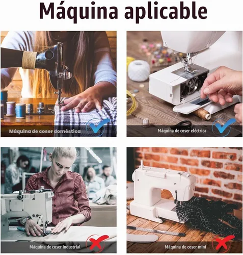 Vista 5 de 7 piezas de prensatelas de dobladillo enrollado, kit de pie de dobladillo para coser prensatelas enrolladas para máquina de coser multifuncional