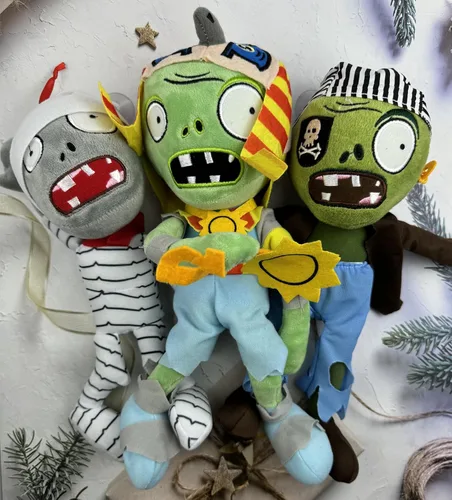 Vista 5 de JHESAO 3 piezas de peluches de PVZ plantas y zombis juguetes de peluche normal zombie PVZ 1 2 peluche suave muñeca momia zombi nuevo