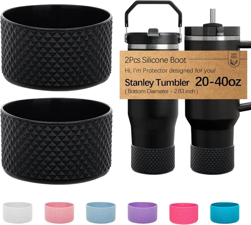 Vista 31 de WK IEASON 2 Piezas Protector de Base Tipo Bota para Vaso Stanley Quencher Adventure 40oz y Stanley IceFlow 20oz 30oz y Compatible con Botella de 3D
