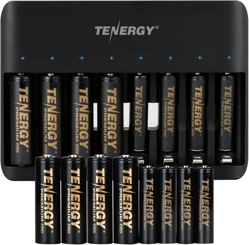 Vista 11 de Tenergy TN477U - Cargador rápido de 8 bahías para baterías recargables NiMH/NiCD AA AAA con 4 unids 2500 mAh AA y 4 pilas recargables AAA de 1000 mAh