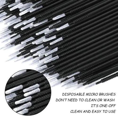 Vista 5 de G2PLUS 200 microhisopos excelentes, microhisopos de alta gama para extensiones de pestañas, microaplicador para maquillaje y cuidado personal (negro)