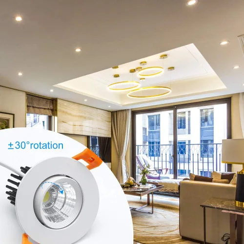 Vista 5 de inShareplus Downlight LED de 2 pulgadas, iluminación empotrable de 3 W, regulable, luz blanca cálida de 3000 K, CRI80, luces de techo