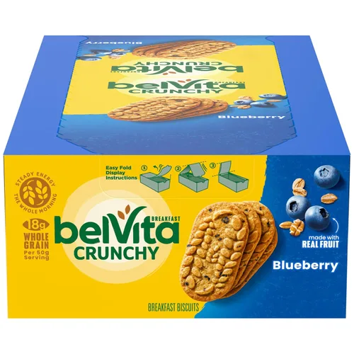 Vista 25 de belVita Bocadillos de galletas de desayuno, sabor a arándano, 5 paquetes
