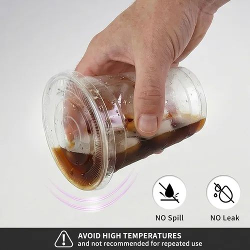 Vista 6 de Astomi Vasos de plástico desechables de 10 onzas, tazas de café helado transparentes con tapas y pajitas, vasos de plástico resistentes y seguros