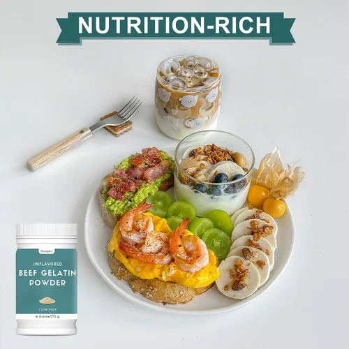 Vista 6 de Polvo de gelatina de res de 6 onzas sin sabor, espesante natural, rico en colágeno, utilizado en gelatinas, pudines, dulces, productos lácteos