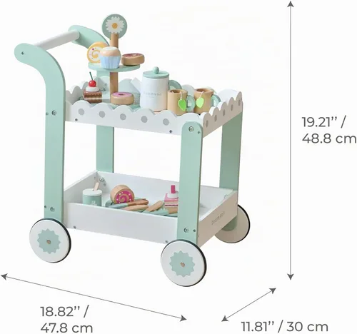 Vista 3 de Teamson Kids Carro de postre para sorber por la tarde, blanco/verde menta