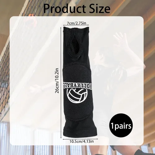 Vista 4 de Protector de muñeca de voleibol negro, 2 fundas de antebrazo de brazo de voleibol de 12 pulgadas con almohadillas protectoras de espuma y orificio