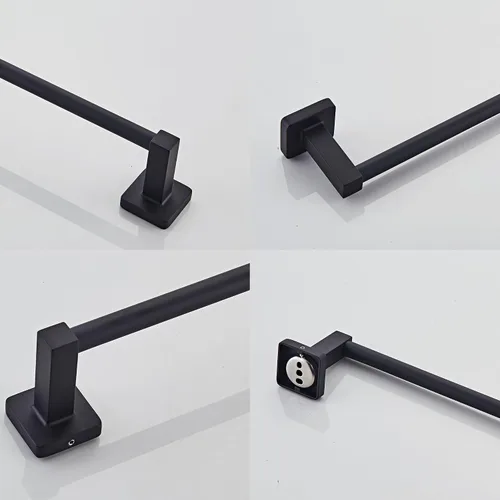 Vista 4 de Toallero de baño negro mate de 12 pulgadas, accesorios de baño, toallero grueso de acero inoxidable para baño, toallero montado en la pared