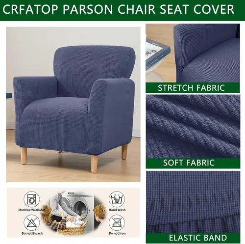 Vista 4 de CRFATOP - Funda elástica para sillón de mediados de siglo moderno de 1 pieza, fundas de silla de acento de jacquard con brazos, fundas de silla