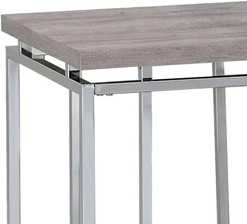 Vista 2 de Benjara - Mesa auxiliar con mesa rectangular y patas de metal, color plateado y marrón