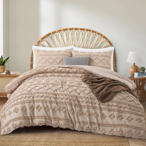 Vista 19 de Oli Anderson Juego de Edredón Beige Queen Acolchado Juego de Ropa de Cama Queen 3 Piezas, Edredón Boho Shabby Chic con 2 Fundas de Almohada