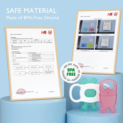 Vista 7 de Momcozy Juguetes mordedores para bebés, juguetes de dentición de silicona rellenables con agua fría para bebés, mordedor frío, mordedores de agua