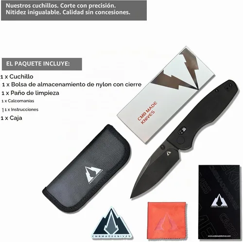 Vista 6 de CMBMADEKNIVES CMB Predator CMB-08 con mango G10, hoja de acero 14C28N, cuchillo táctico plegable de bolsillo para supervivencia, camping