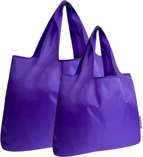Vista 9 de allydrew Bolsas de comestibles reutilizables de nailon plegables grandes y pequeñas, juego de 2