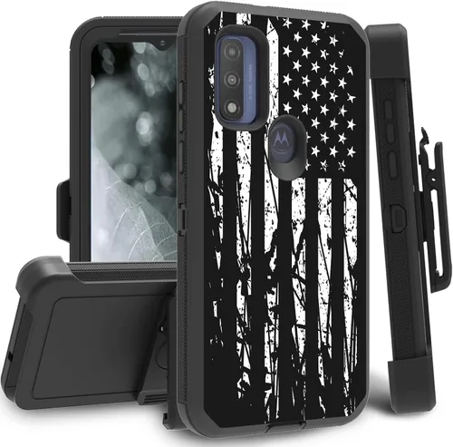 Vista 46 de Funda para Motorola Edge 2021 / Moto Edge 5G UW, protección resistente de 3 capas híbridas a prueba de golpes con funda de clip para cinturón