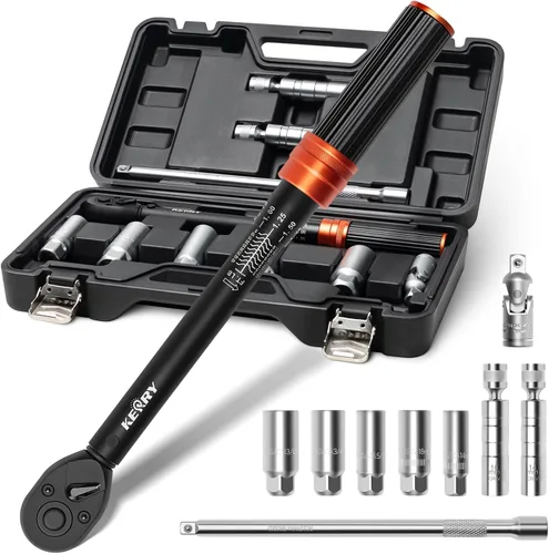 Vista 10 de Llave dinamométrica de clic de 1/4 pulgada Kerry, 20-240 pulgadas-libras/2.3-27.1 Nm, ±3% de alta precisión, escalas de doble rango, claramente