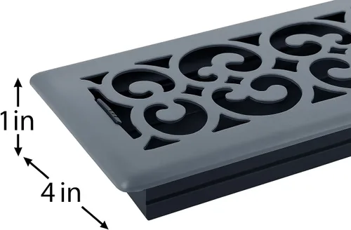 Vista 5 de Registro victoriano de piso de 4 x 10 pulgadas en acabado gris granito - Cubiertas de ventilación para piso del hogar - Cubiertas decorativas