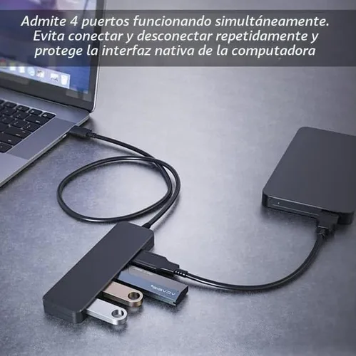 Vista 8 de Hub USB, divisor USB, extensor USB de 4 puertos, adaptador USB multipuerto, concentrador USB 3.0, concentrador USB de 4 puertos USB Splitter USB