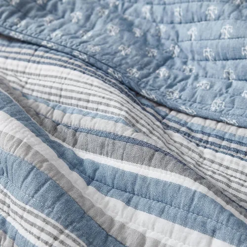 Vista 3 de Nautica - Juego de edredón Twin, ropa de cama de algodón suave y transpirable con sensación de peso medio, juego de cama reversible de 2 piezas