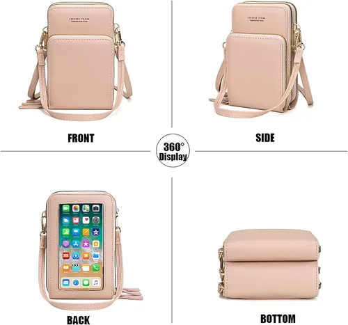 Vista 3 de Bolso chico en bandolera de mujer para celular, minicartera tarjetera monedero de manohombro