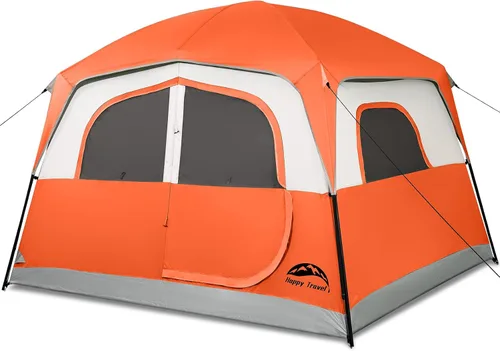 Vista 10 de Happy Travel Tent 6 Person Tents for Camping, Waterproof Easy Setup Camping Tent with Rainfly, Portable Large Family Cabin Tent with 5 Large Mesh