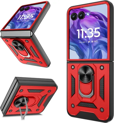 Vista 15 de Funda protectora para Motorola Razr+ Plus 2024/Razr+ Plus 2025, resistente a prueba de golpes con rotación de 360° con soporte de metal