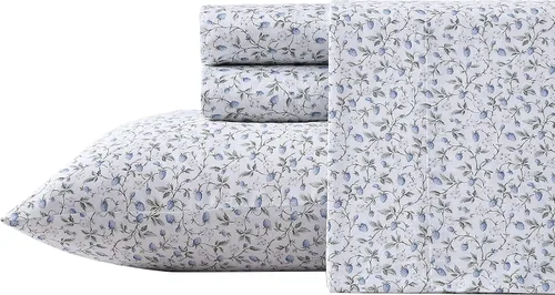Vista 30 de Laura Ashley - Juego de sábanas individuales con sábana bajera y funda de Bettinas Blooms Rojo