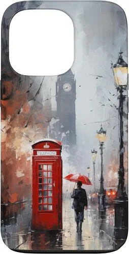 Vista 10 de Funda para iPhone 16 Wet London Iconic Red Phone Booth Clocktower Art Cover Phone Case