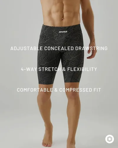 Vista 7 de Onvous Durable Lite Men's Swim Jammer Racing & Training Swimsuit Fast, Flexible, Comfortable