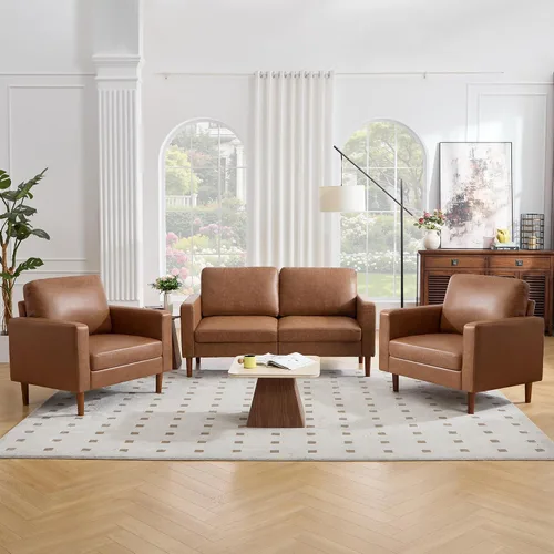 Vista 32 de Kingfun Silla decorativa, sillas de sala de estar, sillón de lectura de chenilla, de mediados de siglo con pie de madera maciza, decoración moderna