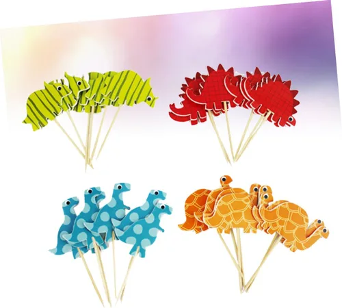 Vista 9 de Dinosaur Cake Toppers 96pcs Paper Cartoon Birthday Party Decorations