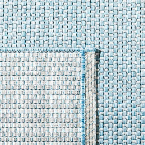 Vista 4 de SAFAVIEH Alfombra Lavable para Exteriores Colección Courtyard - 2'3" x 5', Azul Aqua y Gris, No Desprende Pelusa y Fácil Limpieza, Ideal para Patio
