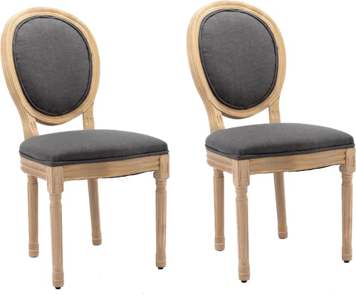 Vista 28 de LKTART Juego de 2 sillas de comedor francesas de piel sintética con botón y cabezal de clavos para sala de estar, cocina, sillas laterales ovaladas