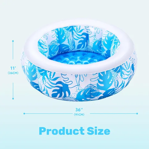 Vista 8 de SLOOSH Piscina inflable infantil para niños, piscina de 36 x 11 pulgadas con almohadilla suave para niños y niños pequeños, piscina redonda inflable