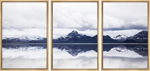 Vista 32 de SIGNWIN Lienzo enmarcado para pared, juego de arte tranquilo con reflejo de lago, acuarela, montaña y agua, ilustraciones modernas, arte abstracto